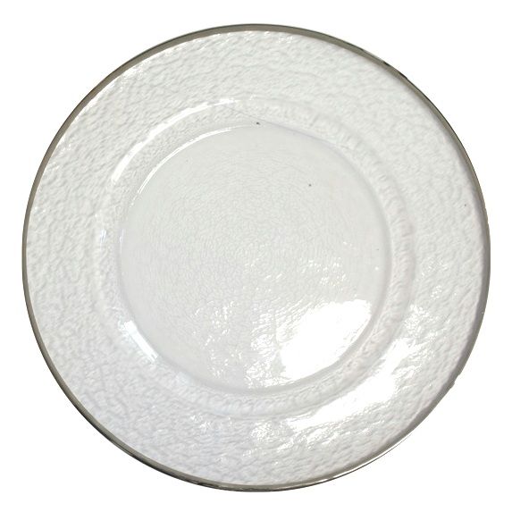 Platzteller Glas Silberrand D32 cm
