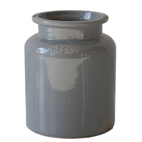 Vase Vintage Grau, Keramik H14 cm
