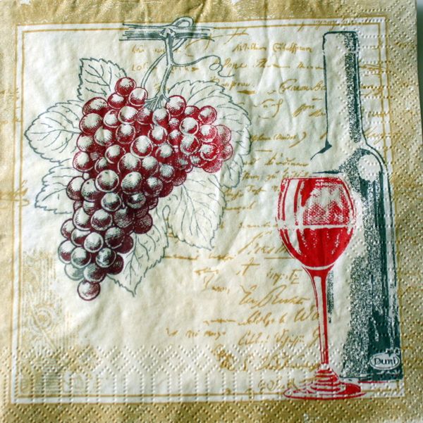 Motivserviette Wein B33 cm