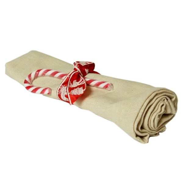 Serviette Stoff Beige mit Zuckerstange