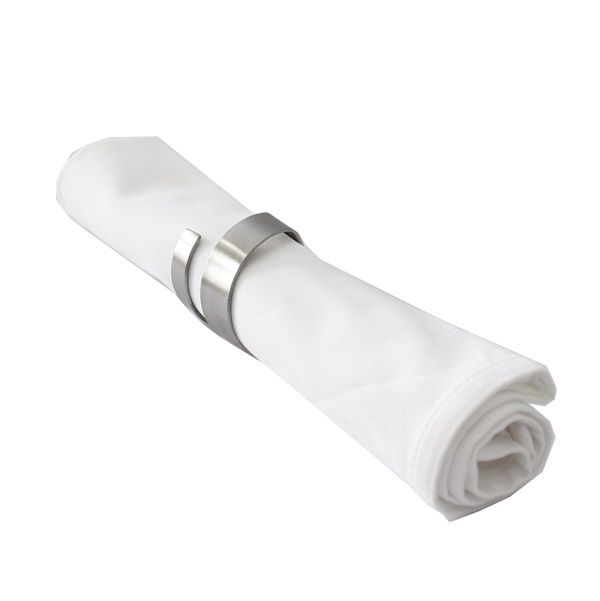 Serviette Stoff Weiss B50 x T50 cm mit Ring aus Edelstahl