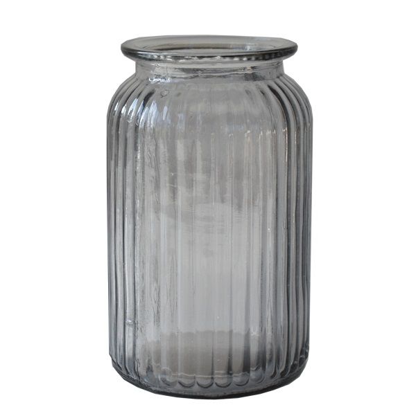Vase gerippt Anthrazit Glas H18 x D10 cm