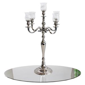 Centerpiece-Set mit Leuchter 5arm H60 cm und Spiegel D80 cm