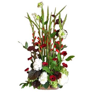 Gesteck Rednerpult Rot-Grün