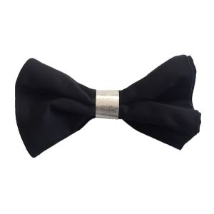 Serviette Stoff Schwarz B50 x T50 cm mit Klammer Silber