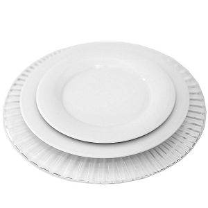 Tellerset aus Platzteller Kristall, Menüteller, Vorspeiseteller