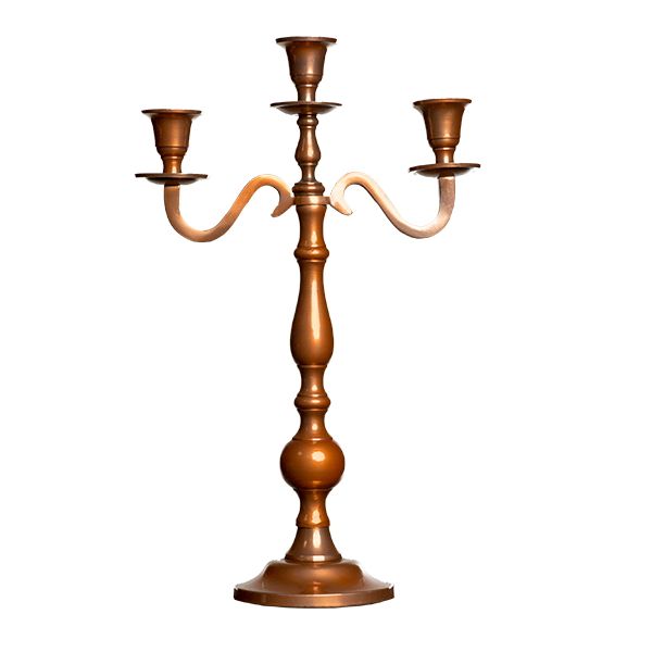 Leuchter dreiarmig Kupfer H40 cm