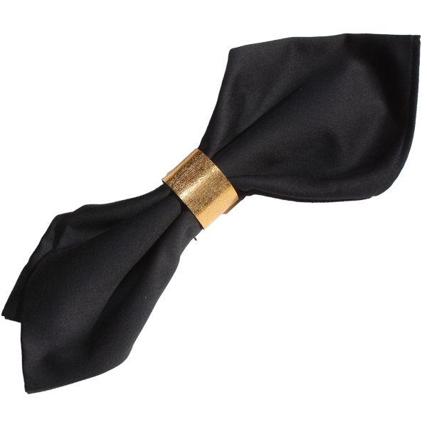 Serviette Stoff Schwarz B50 x T50 cm mit Klammer Gold